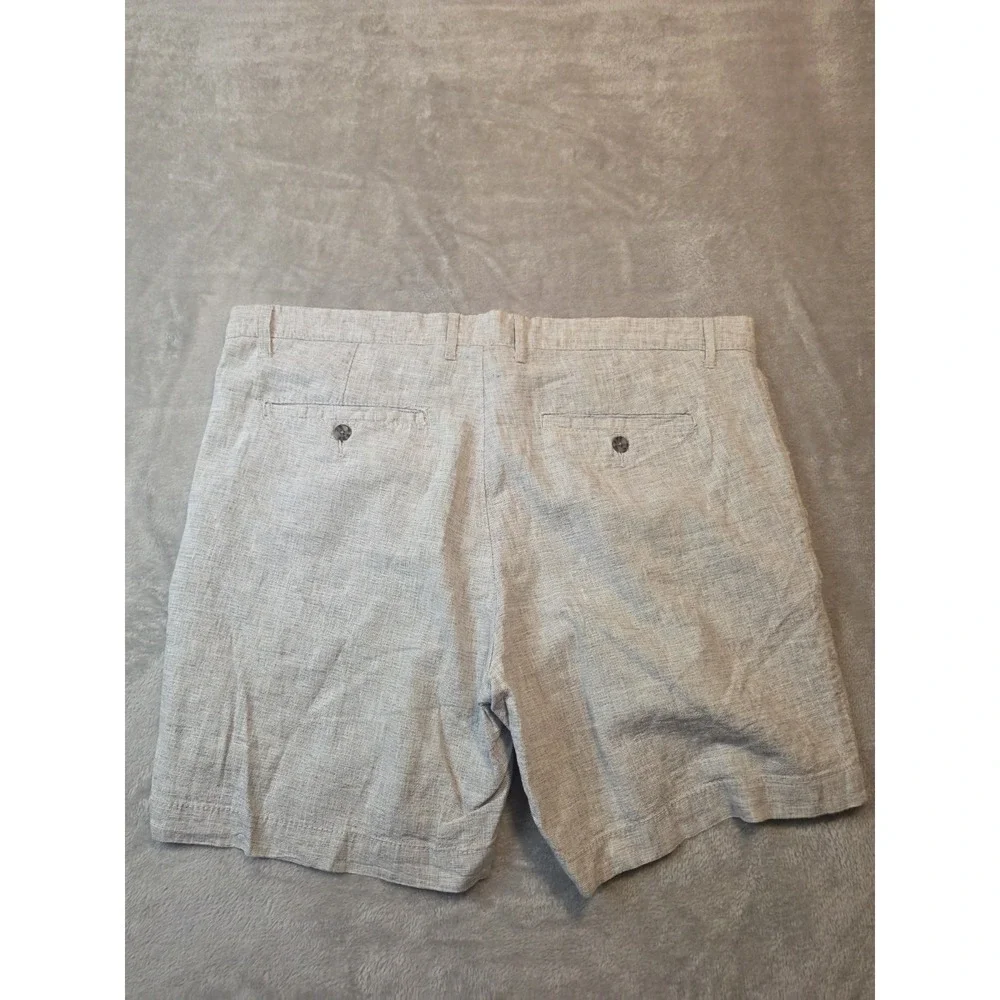 Goodfellow & Co Linden Shorts Mens 40 Beige Linen Blend Flat Front Casual Chino